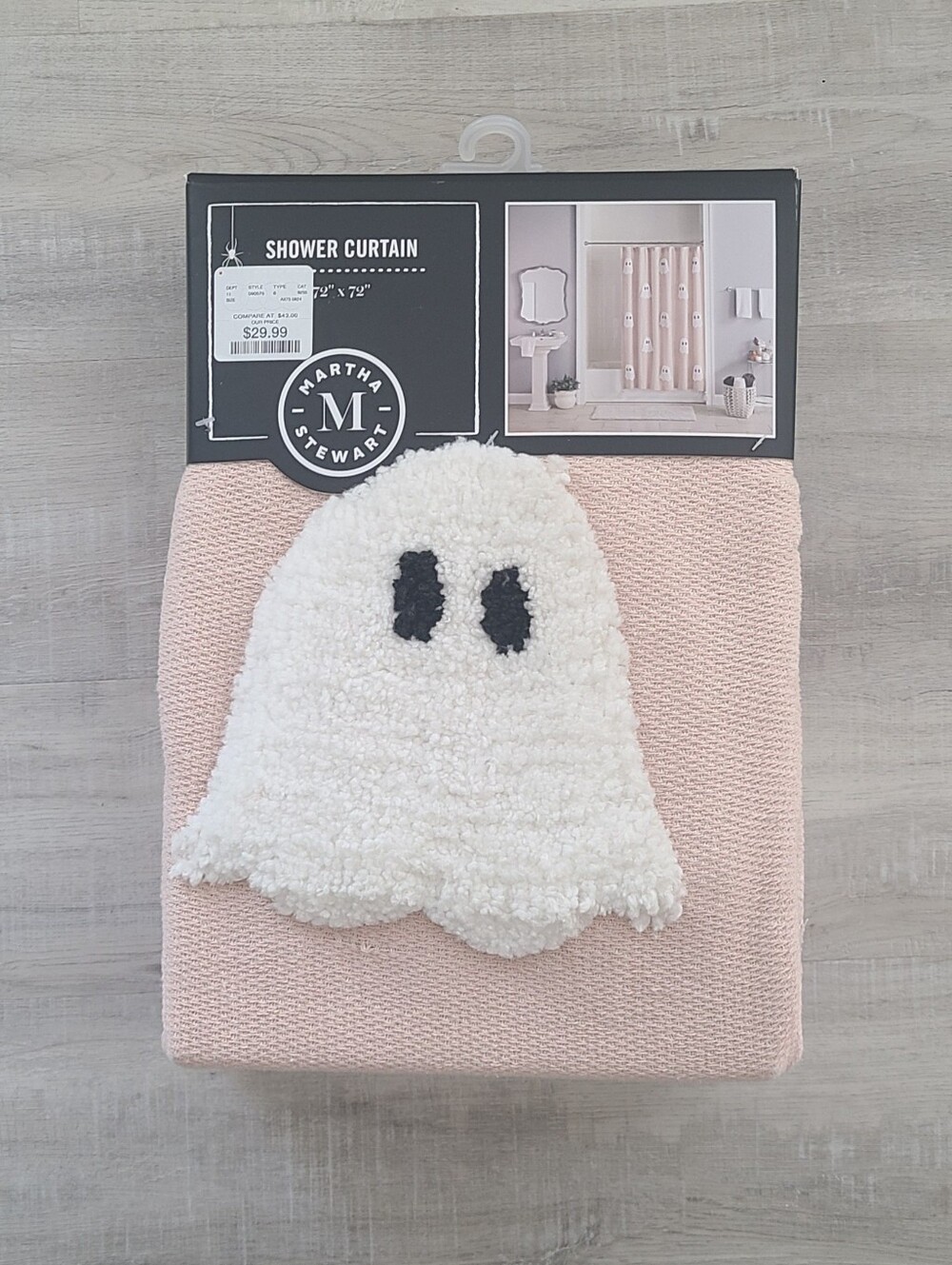 Pink Ghost Halloween Shower Curtain - Martha Stewart